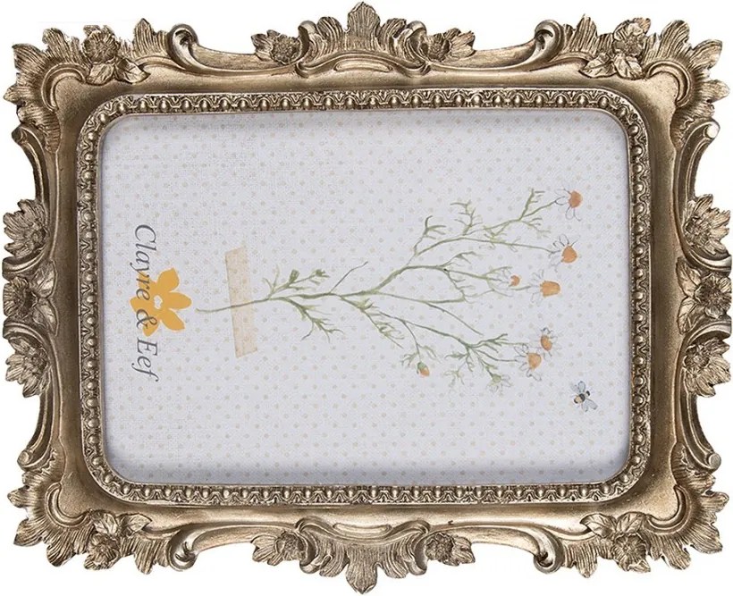 Zlatý antik fotorámik s kvetovaným okrajom - 17*2*22/ 10*15cm