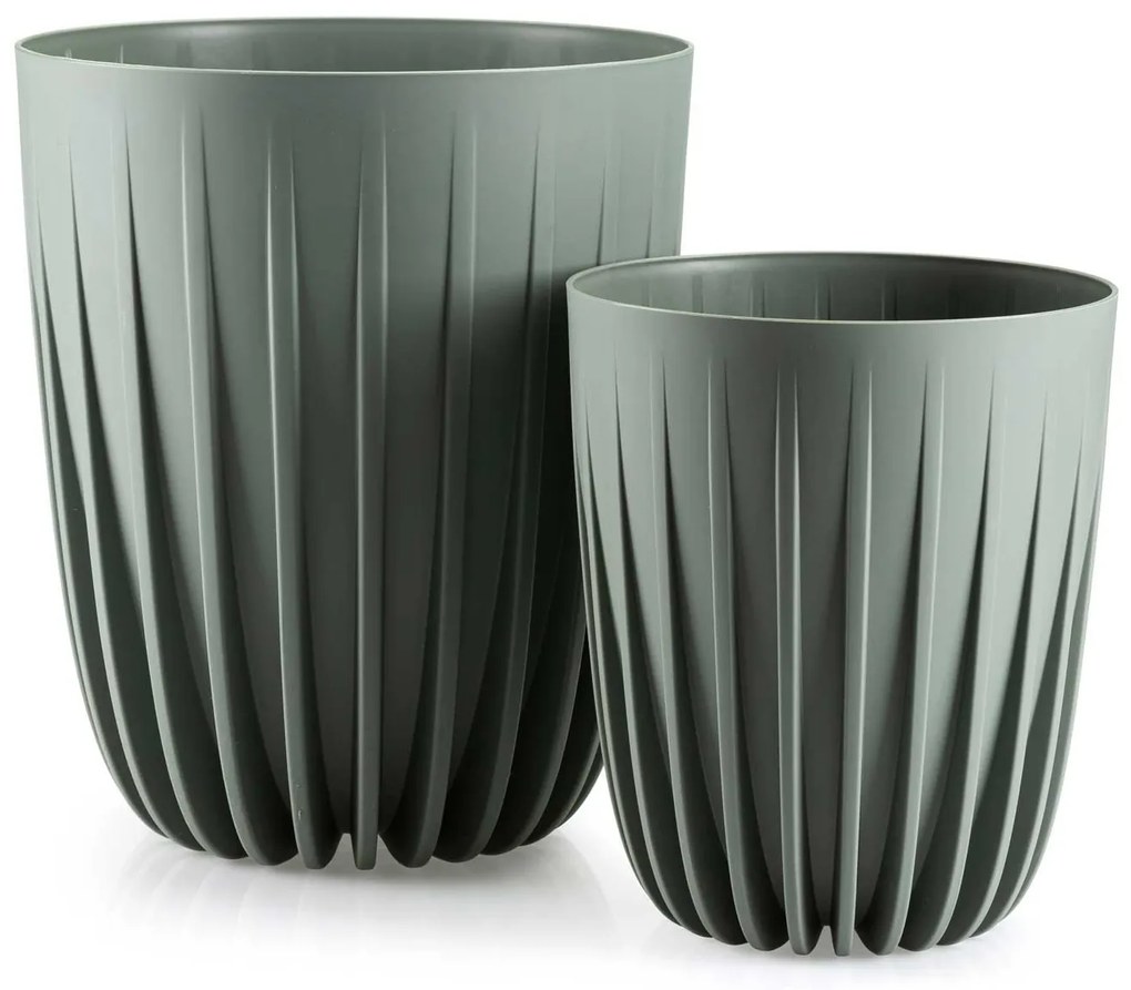 PLASTOVÝ KVETINÁČ STRIPPED 19X22,5 CM ZELENÁ