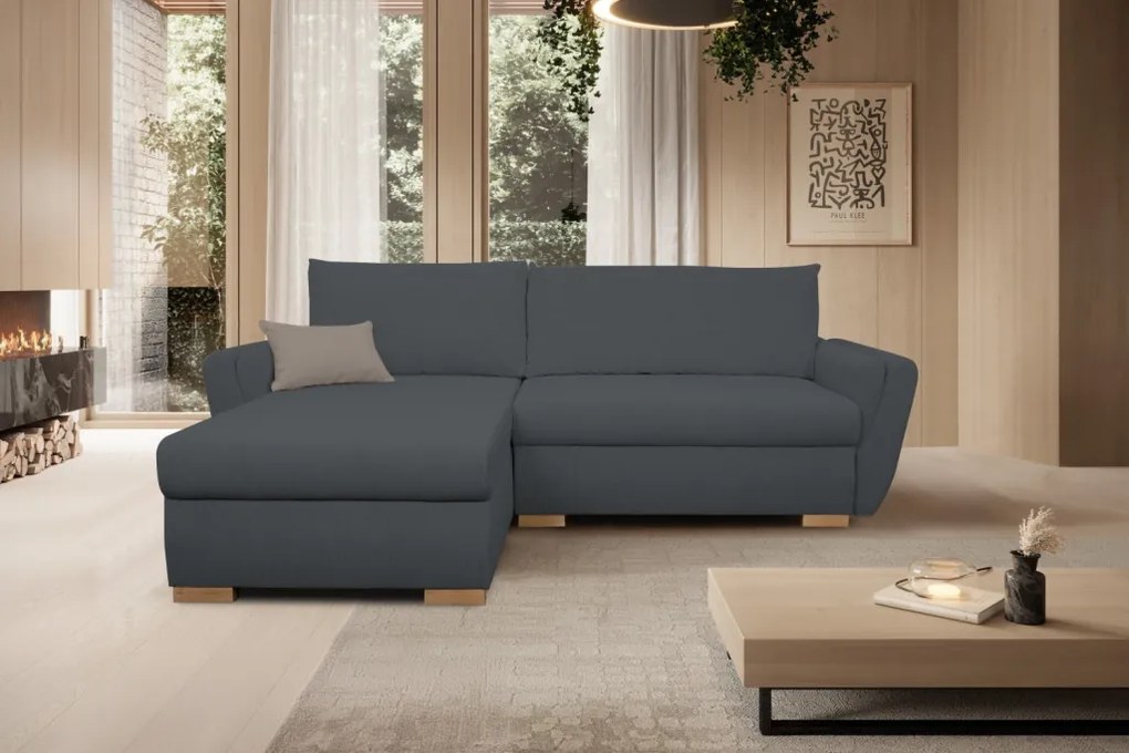 Rohová sedačka Helvetius, tmavo šedá látka