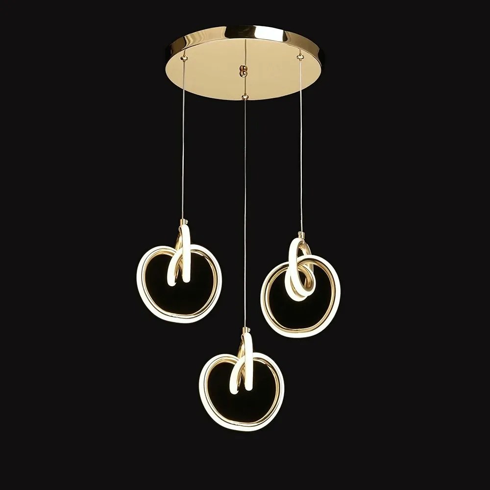 Toolight Toolight, LED závesné osvetlenie 33W, 3000K, 3500lm, LHJ093-3CP, zlatá lesklá, OSW-50066