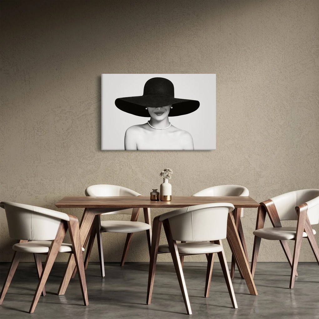 Obraz - Žena s klobúkom (90x60 cm)