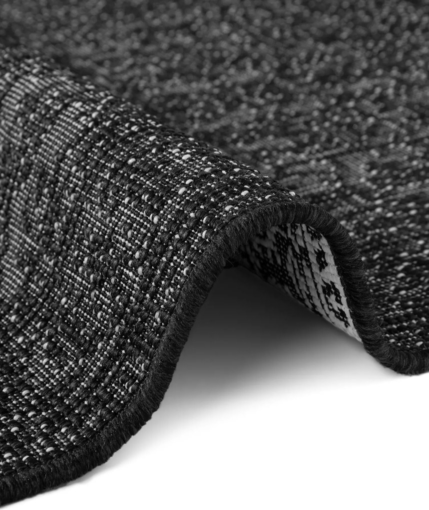 NORTHRUGS, Koberec behúň Duet Kona 106248 Black/White - na von aj na doma, 80x250, čiernobiela, chodba / predsieň