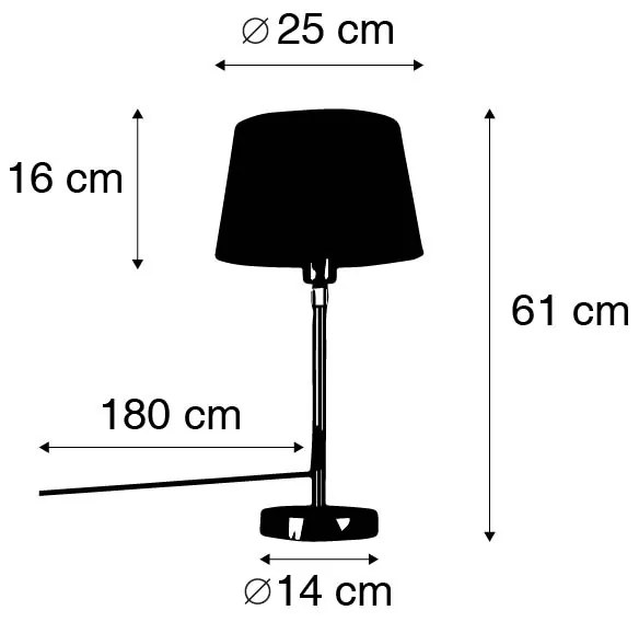 Stolná lampa zlatá/mosadzná s čiernym tienidlom 25 cm nastaviteľná - Parte