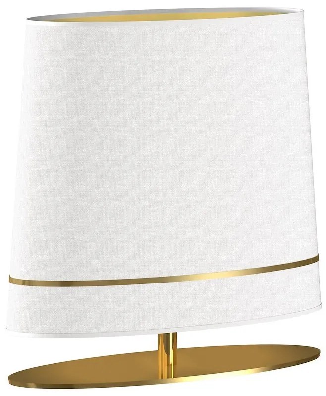Stolná lampa Bootes, 1x biele/zlaté textilné tienidlo, g
