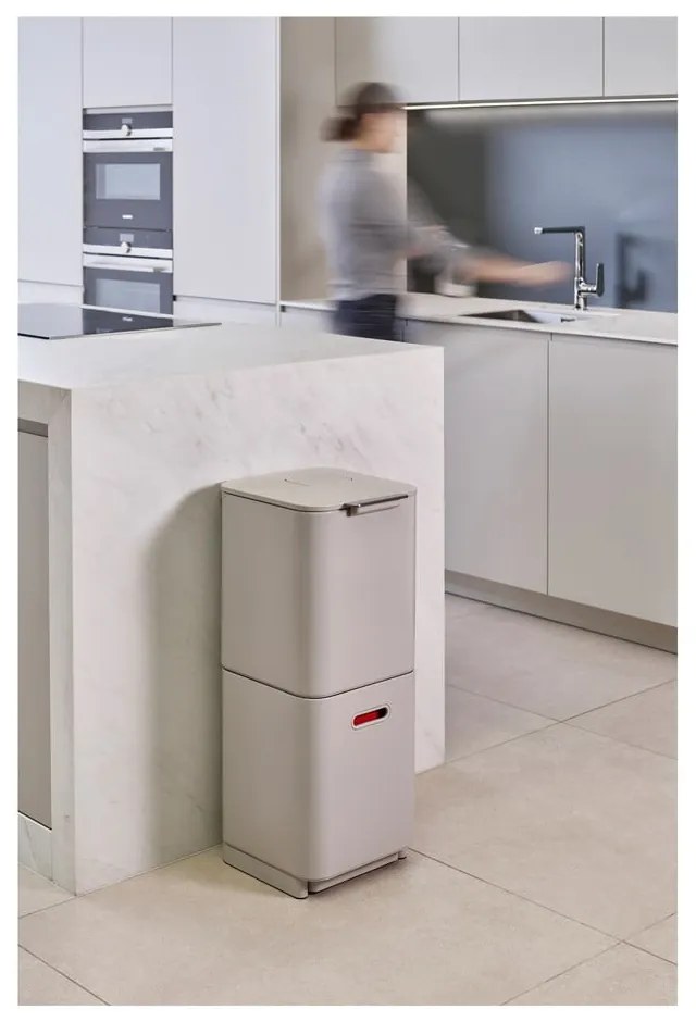 Krémovobiely kôš na triedený odpad Joseph Joseph Totem Compact, 40 l