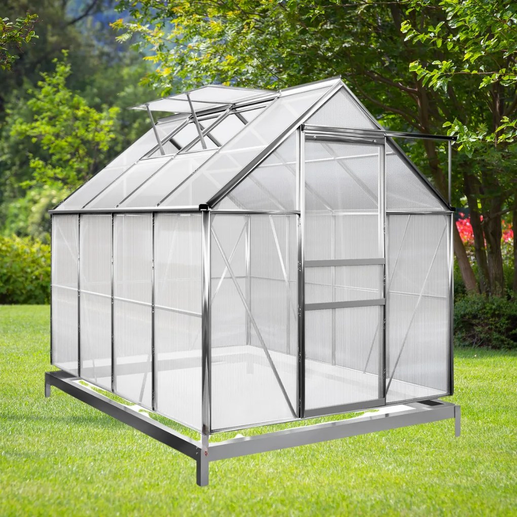 Záhradný skleník z polykarbonátu so základňou M4, 250x190x195cm, transparentná Gardebruk