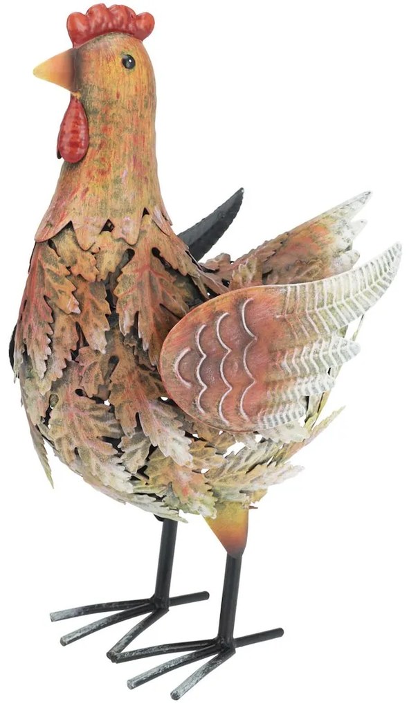 Záhradná kovová figúrka Hen, 34 cm, hnedá