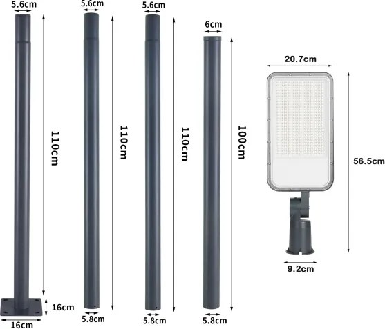 BRILAGI-LED Vonkajšie svietidlo so stĺpom a 4 m káblom URBANLIGHT LED/200W/230V antracit IP65