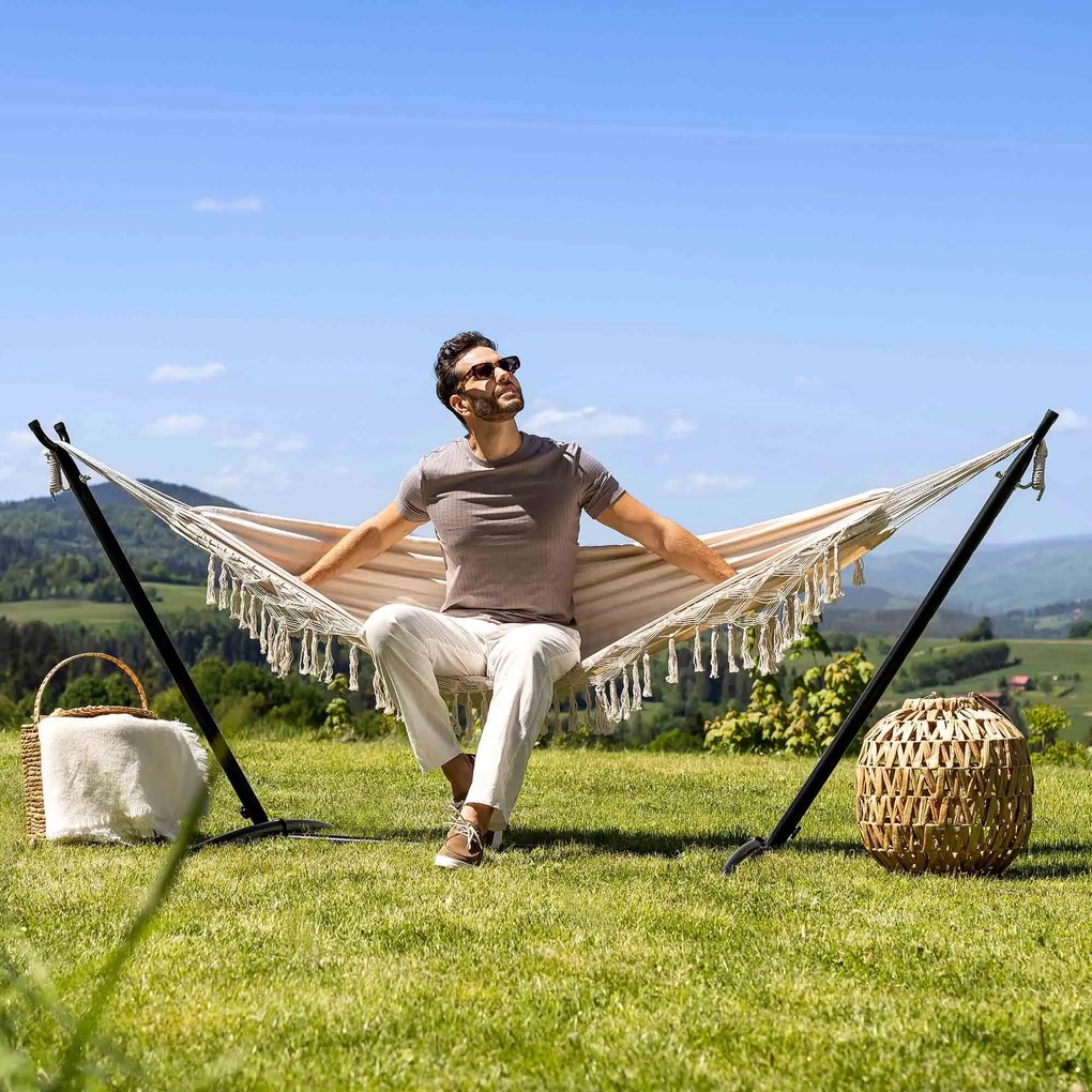 Hojdacia sieť Bari so stojanom - krémová