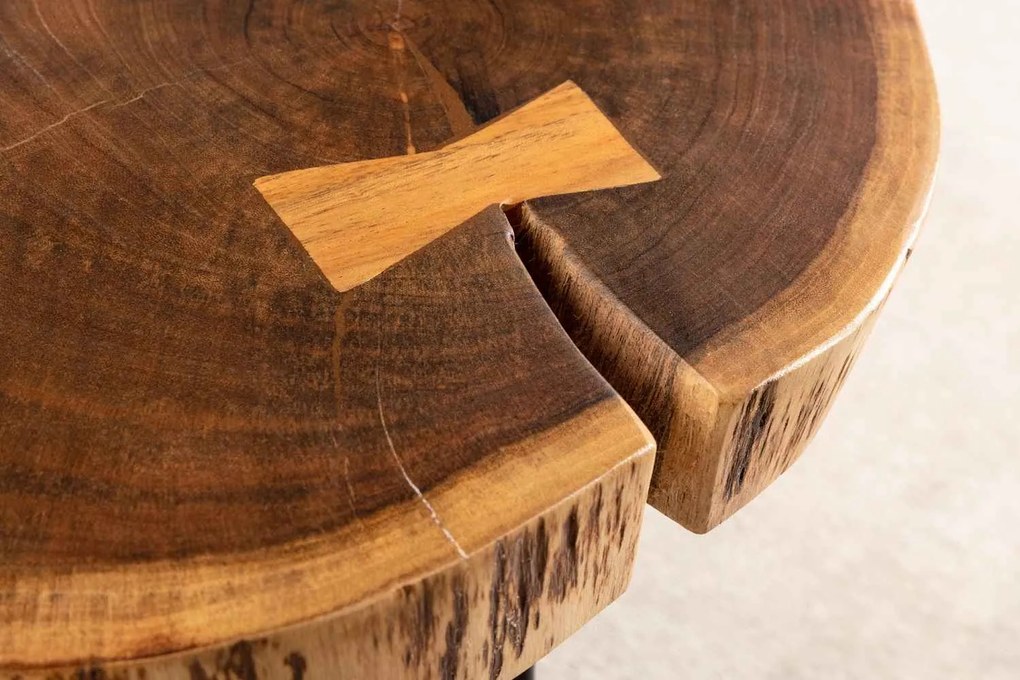 Dizajnový odkladací stolík Island 40 cm hnedá akácia