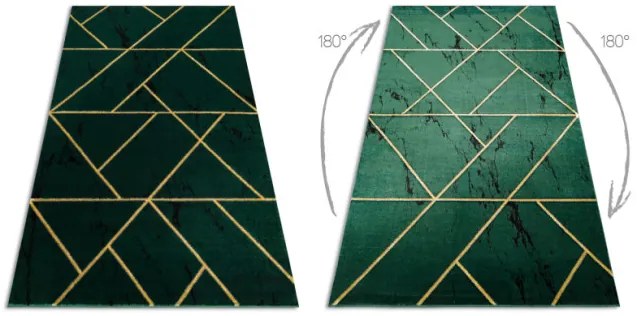 Koberec EMERALD exkluzívny 1012 glamour, styl geometrický, marmur fľaškovo zelený / zlatý