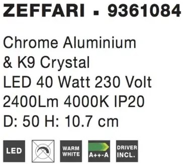 LED stropné svietidlo Zeffari 50 chróm