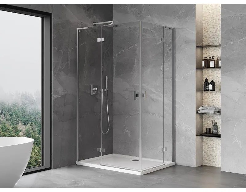 Mexen Mist-H L Duo, 2-krídlový sprchový kút 120 x 70 cm, číre sklo, chrómový profil, 8A5L-120L-070P-01-00