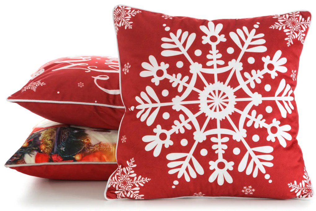 VIANOČNÁ DEKORAČNÁ OBLIEČKA NA VANKÚŠ FLAKE1 45X45 CM VZOROVANÁ