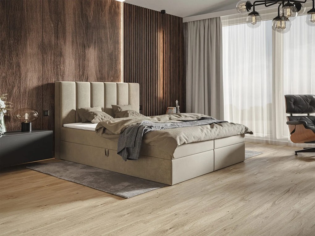 Čalúnená posteľ boxspring 160x200 S úložným priestorom