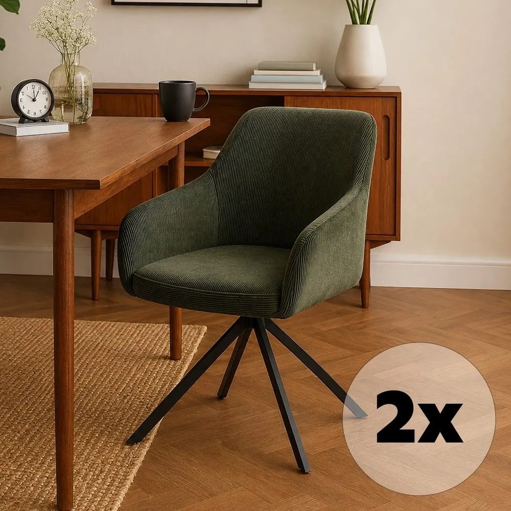 Set - 2 ks Jedálenská stolička AVENBERG LARO – otočná, zelená