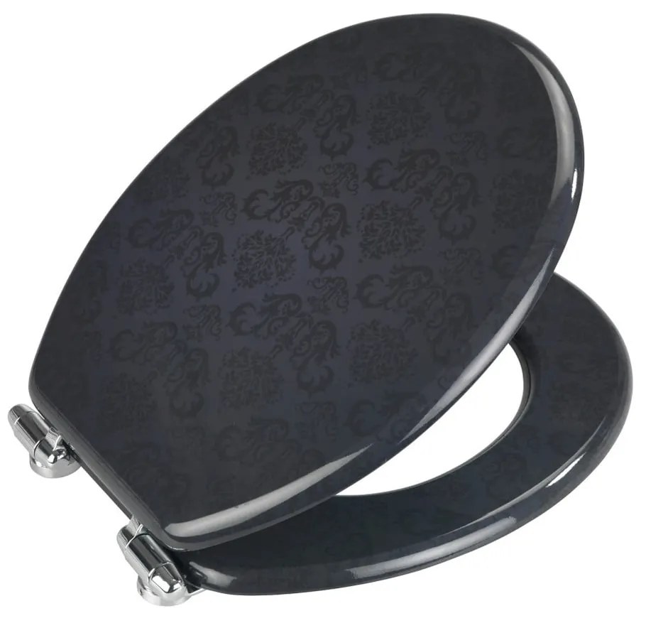Tmavosivé WC sedátko s ľahkým zatváraním Wenko Bellevue, 42,5 x 35,5 cm