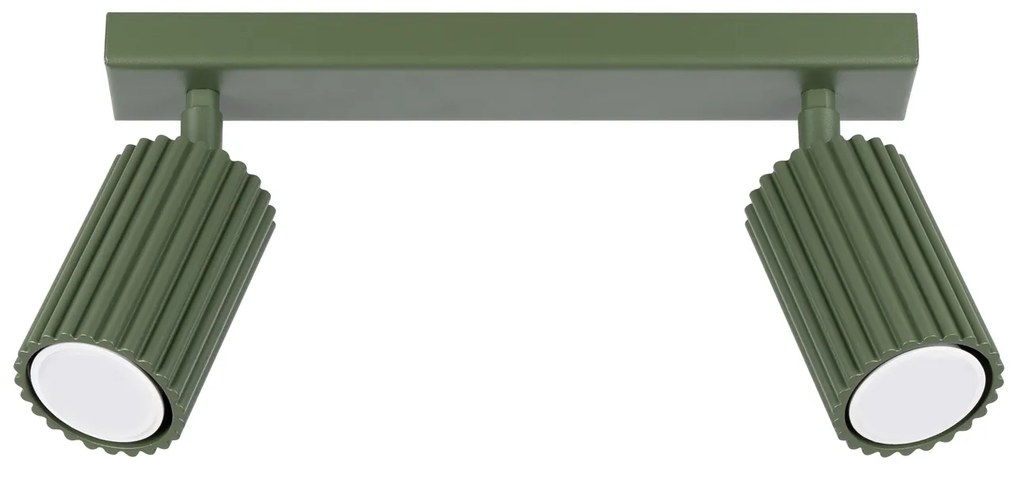 Bodové svietidlo Karbon, 2x olivovo zelené kovové tienidlo, (možnosť polohovania)