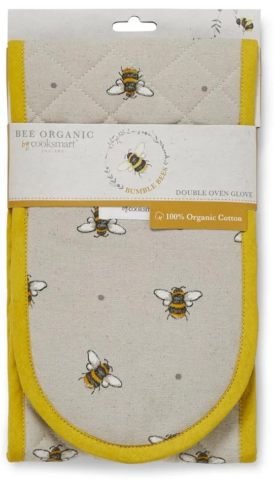 Béžovo-žltá bavlnená dvojitá chňapka Cooksmart ® Bumble Bees