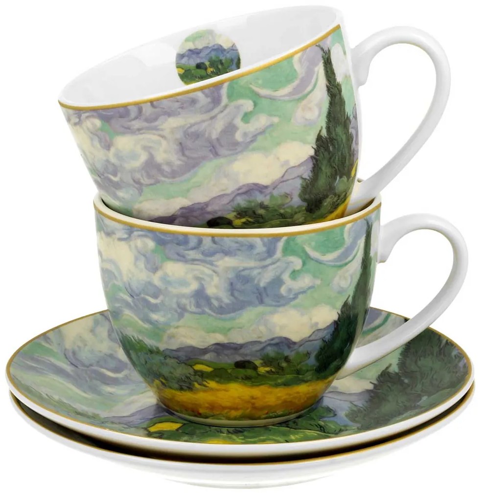 Porcelánová šálka s podšálkou Van Gogh Wheat Field 90 ml sada 2ks