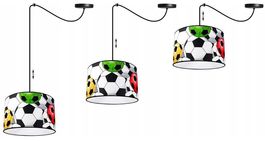 Detské závesné svietidlo Soccer Spider, 1x textilné tienidlo so vzorom, (výber z 2 farieb konštrukcie)