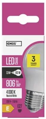 EMOS LED žiarovka Classic Mini Globe, E27, 8 W, neutrálna biela