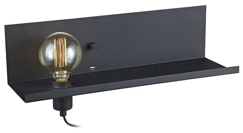 Čierne nástenné svietidlo s USB nabíjacou stanicou Markslöjd Multi