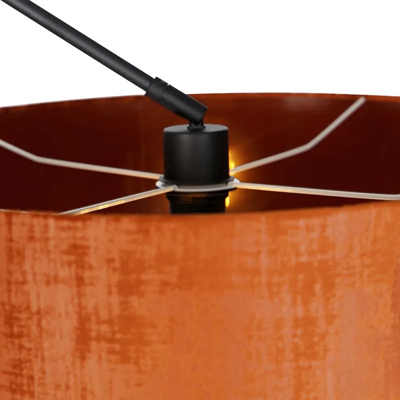 Moderná stojaca lampa čierna s oranžovým tienidlom 50 cm - Editor