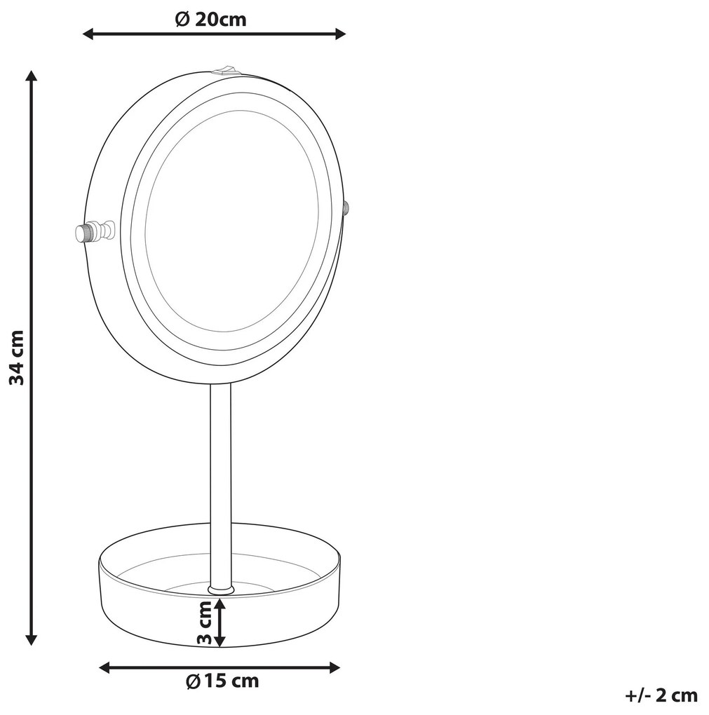 Kozmetické LED zrkadlo ø 26 cm strieborná/čierna SAVOIE Beliani