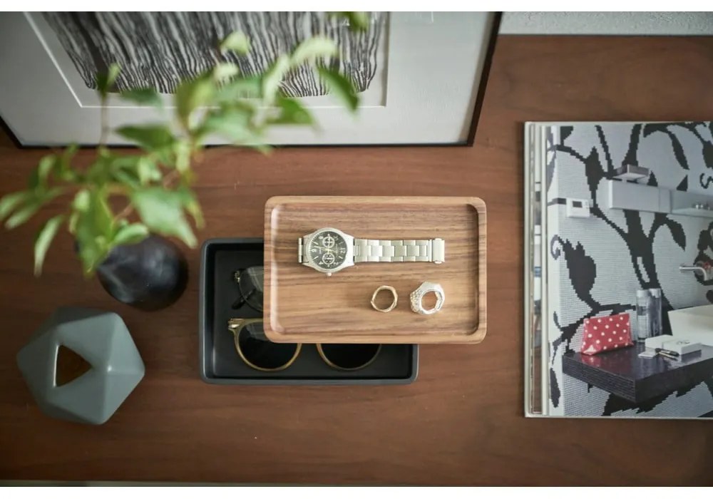 Čierny úložný box s vekom 18.5x12.5x7 cm Rin – YAMAZAKI