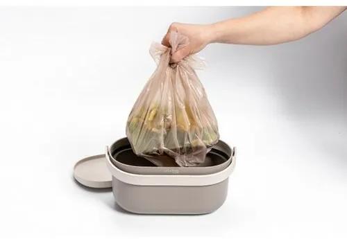Plastia Nádoba na bioodpad s rámčekom a vreckami, béžová s kávovou sedlinou, 3,1 l