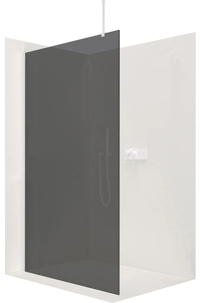 CERANO - Sprchová zástena Walk-in Onyx Top L/P - guľatá vzpera - biela matná, grafitové sklo - 160x200 cm, CER-CER-8050BD1445