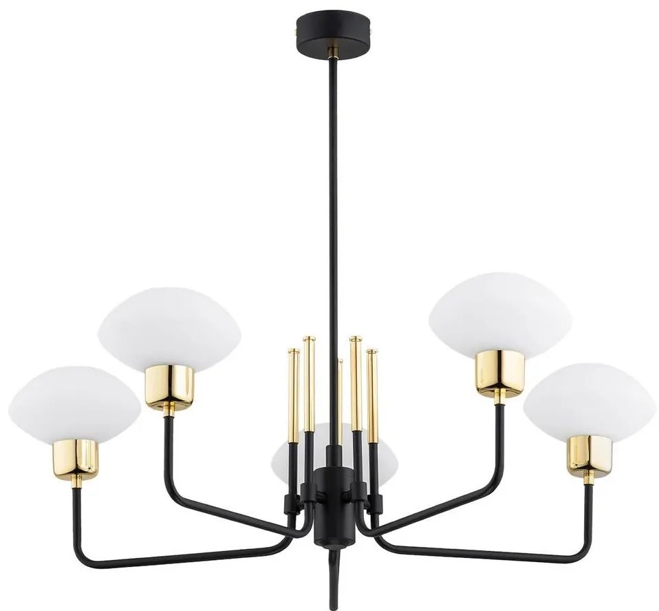 Argon 2128 - Luster na tyči RAVELLO 5xE14/15W/230V čierna/zlatá