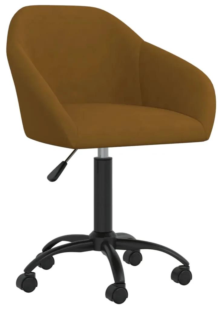 Otočná kancelárska stolička hnedá zamatová