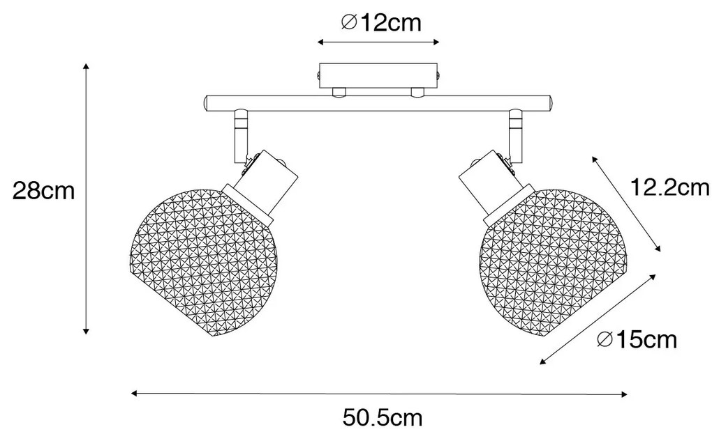 Dizajnové bodové svietidlo čierne s dymovým sklom 2-svetlo - Chico