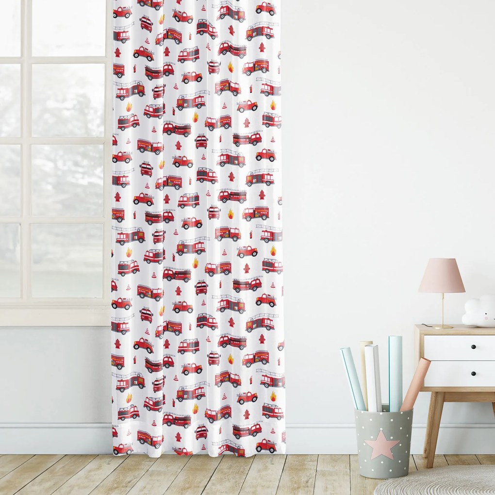 Goldea detský bavlnený záves - hasičské autá 160x150 cm