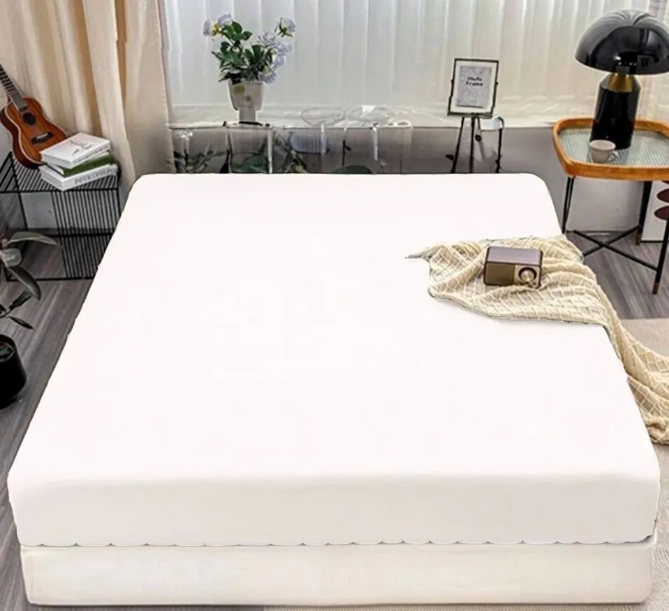 Plachta s gumkou JERSEY Biela Veľkosť: 180 x 200