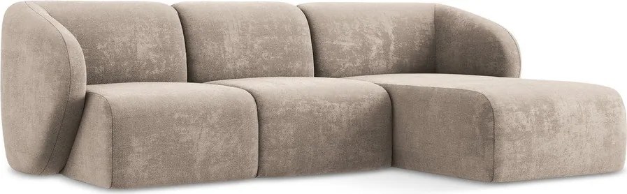 Svetlohnedá ženilková rohová pohovka (pravý roh/s leňoškou) Lani – Makamii