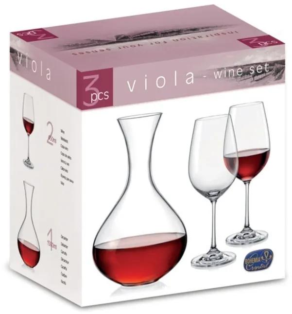 Bohemia Crystal Set na víno Viola (set 1 karafa +2 poháre)
