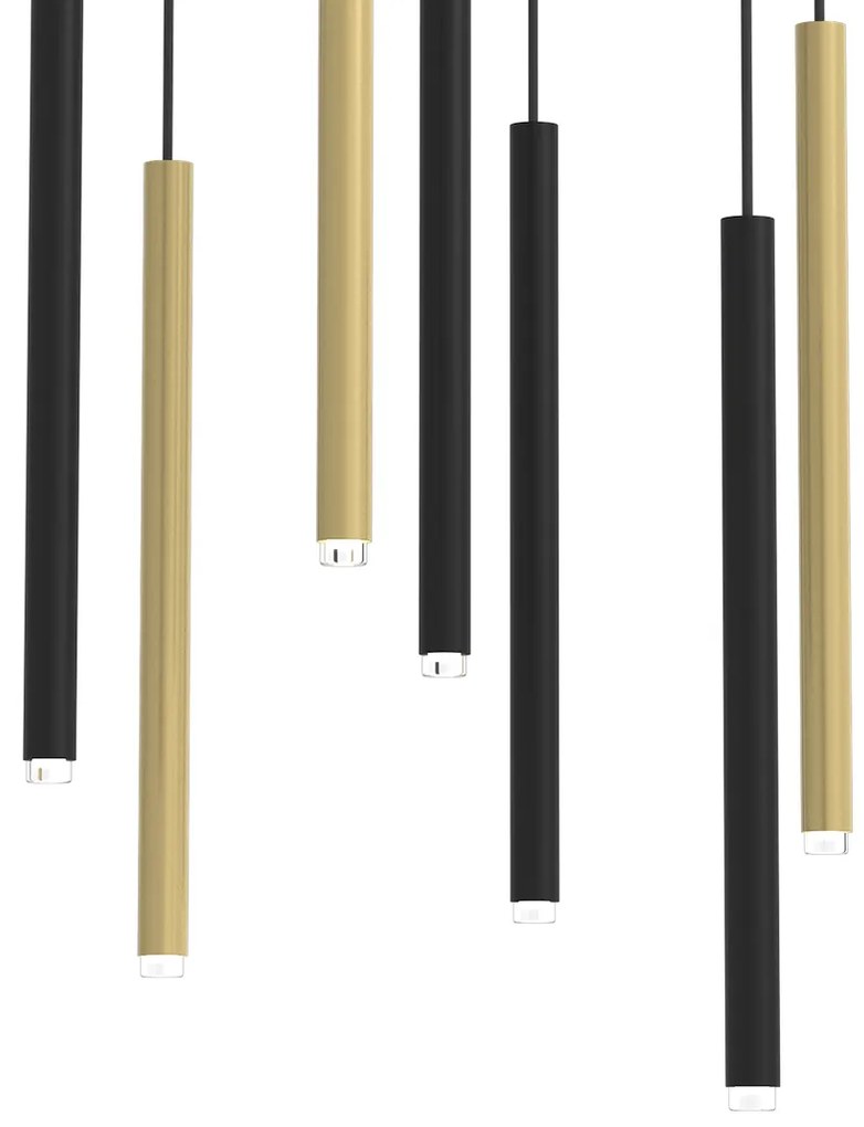 Závesné svietidlo Monza, 7x čierne/zlaté kovové tienidlo, b, o