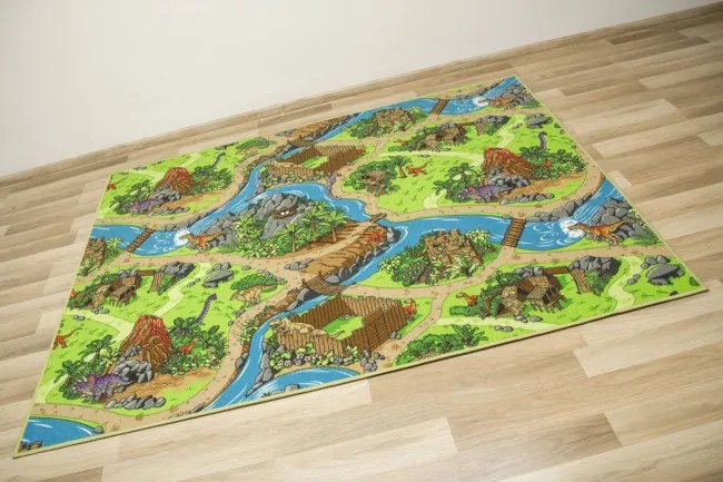 Detský koberec Dino dedina dinosaurov