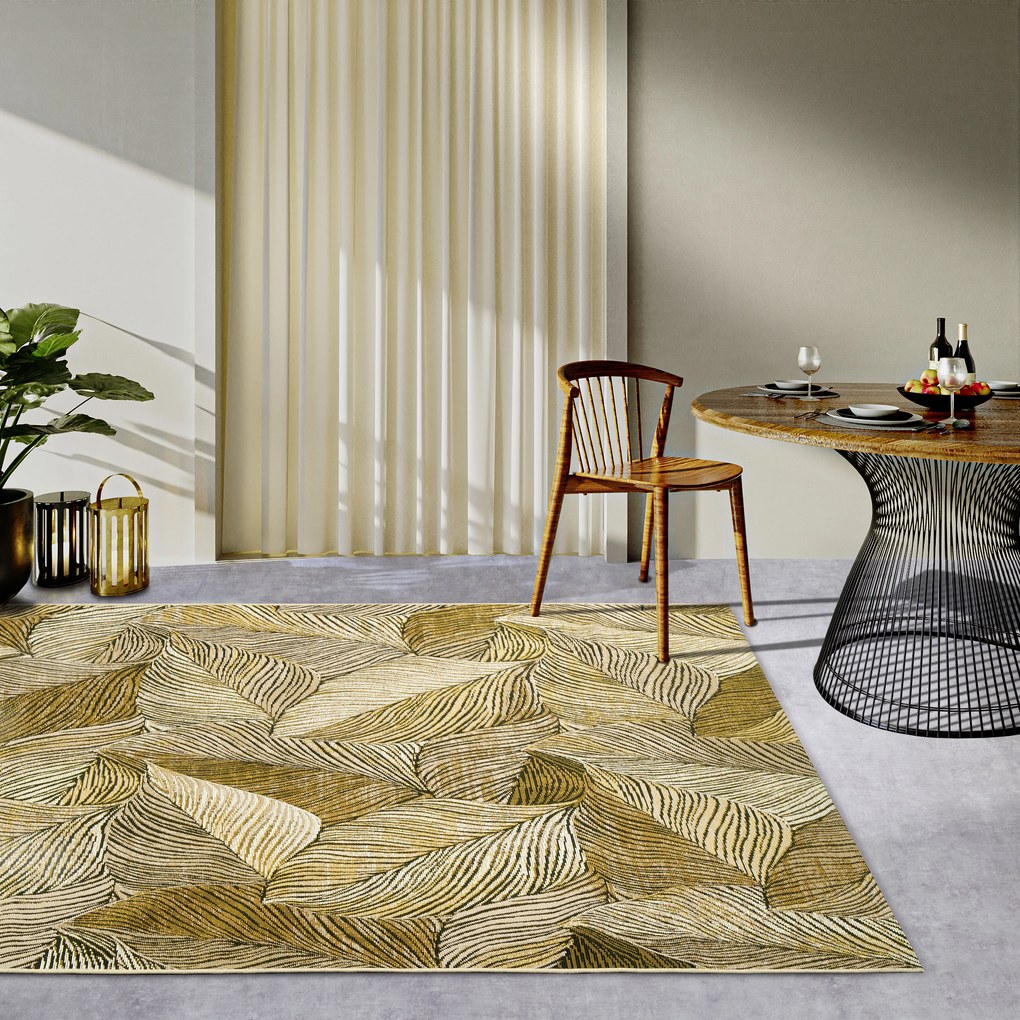 Kusový koberec Villeroy & Boch 106059 Gold, Black – na von aj na doma, 160x235, žltá, chodba / predsieň, Villeroy & Boch