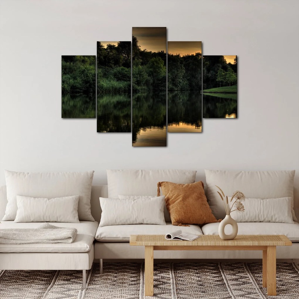 Obraz jazera pri lese (150x105 cm)