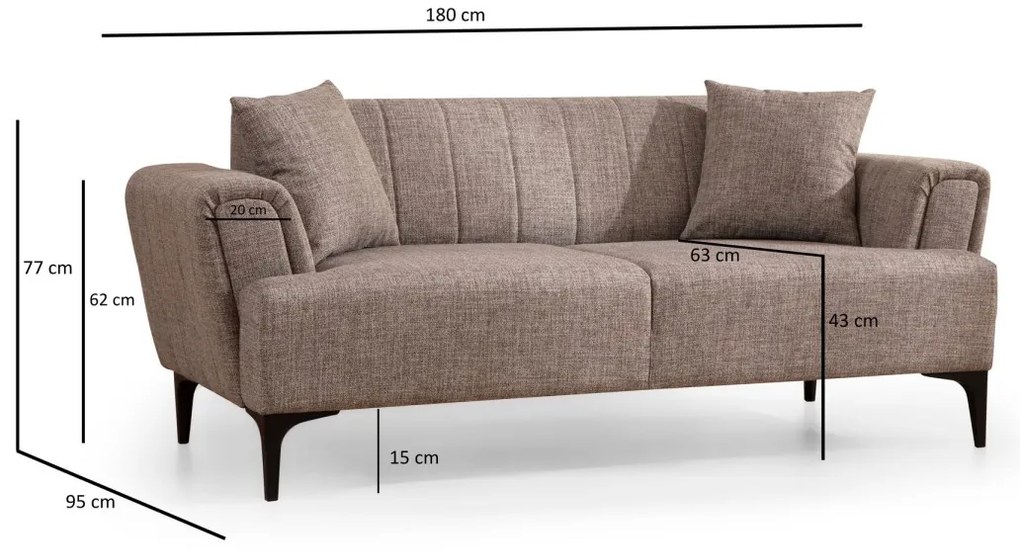 Dvojmiestna pohovka Hamlet 180 cm svetlohnedá