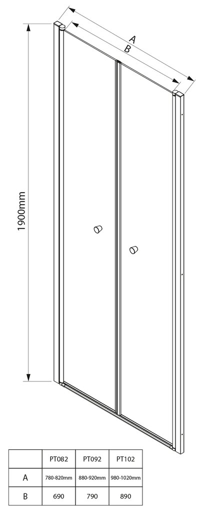 Aqualine Sapho, PILOT otočné sprchové dvere dvojkrídlové 900mm