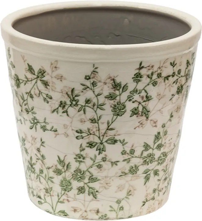 Keramický obal na kvetináč so zelenými kvetmi Ganni green XL - Ø21*19 cm