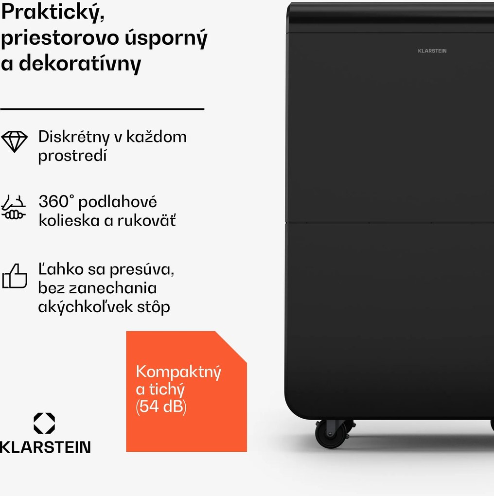 Klarstein DryFy Connect 70 odvlhčovač vzduchu, 70 l / deň, do 140 m², WiFi, ovládanie pomocou aplikácie, 8 L nádrž na vodu