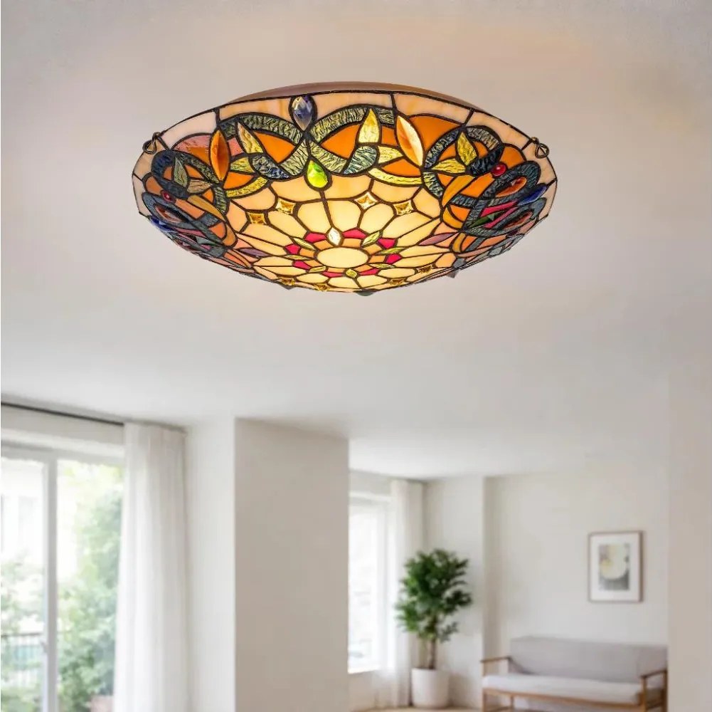 BRILAGI - Tiffany vitrážové stropné svietidlo LUISA 2xE27/60W/230V priemer 40 cm