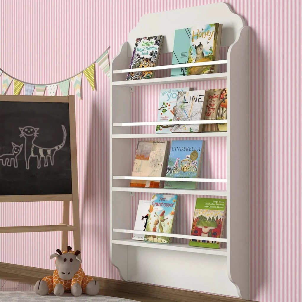 Detská nástenná knižnica Montessori I biela