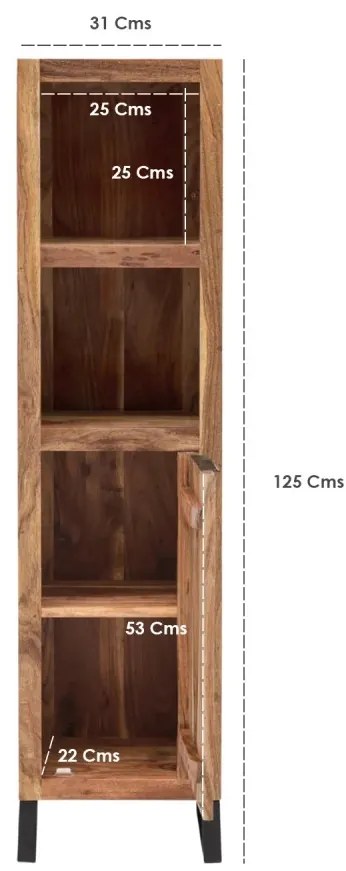 furniture-nabytek.cz - Masivní koupelnová skříňka Sydney z akácie, lakovaná, hnědá – 31×25×125 cm